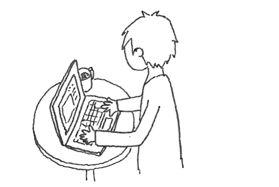 タリーズでブログ書いてる人のイラスト