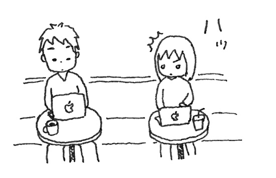 タリーズにて イラスト