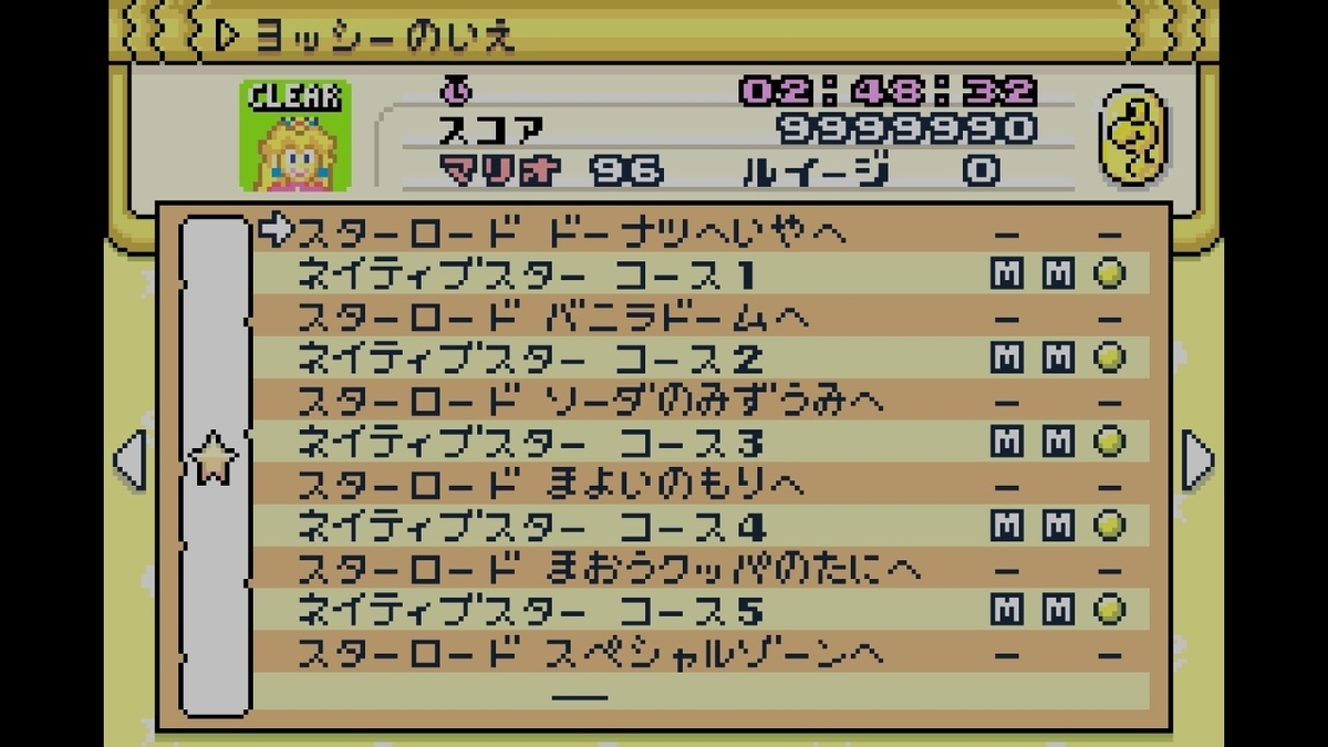 スーパーマリオワールドを完全コンプリートしたクリアデータ ゲームのクリア報告書
