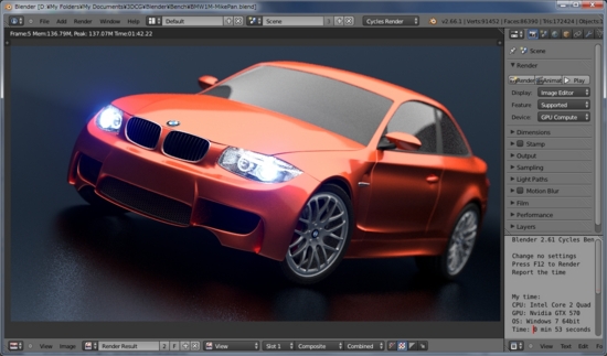 「Cycles render benchmark」CUDA(GTX 560 Ti )