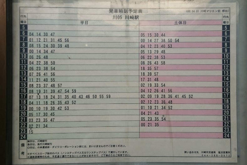 川崎マリエン　バス　帰り