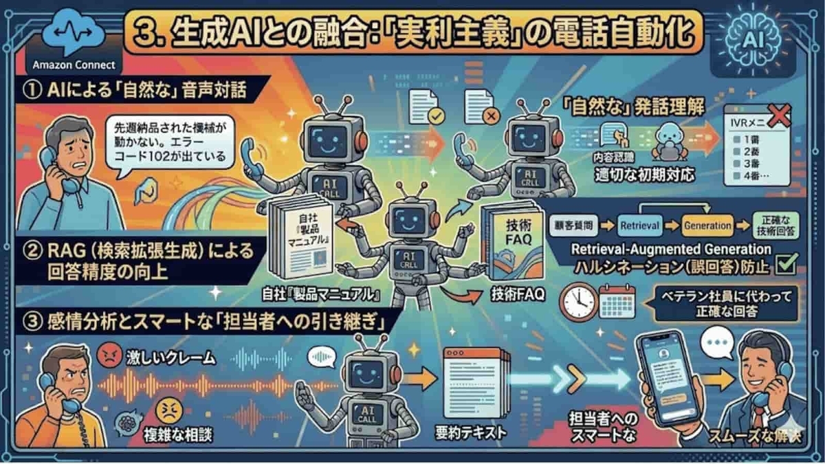 【仕組みの解説】Amazon Connect × 生成AI（RAG）の連携図