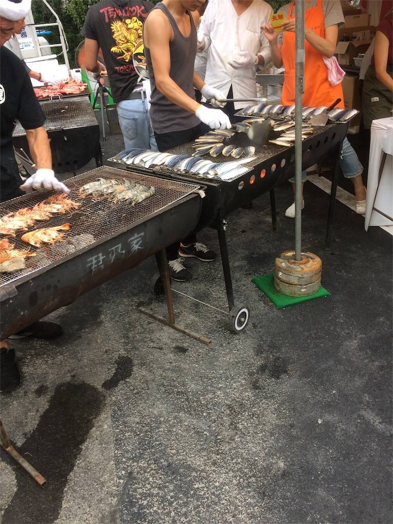 盆踊り　築地本願寺　屋台　海鮮