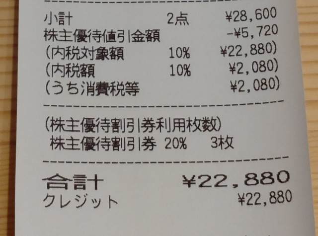 オニツカタイガーの株主優待割引額