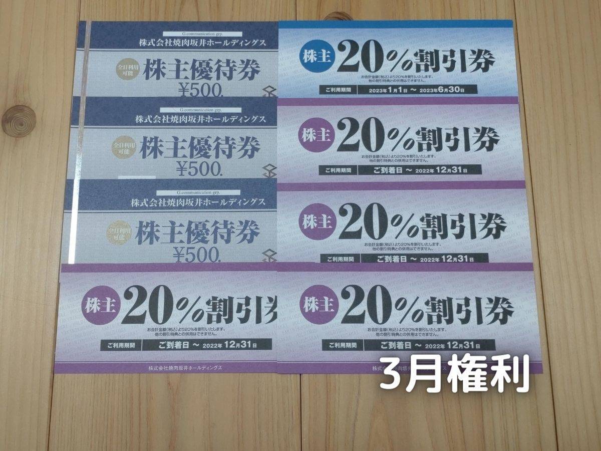 最新・送料込】焼肉坂井優待券1万円分＋15%OFF券1枚