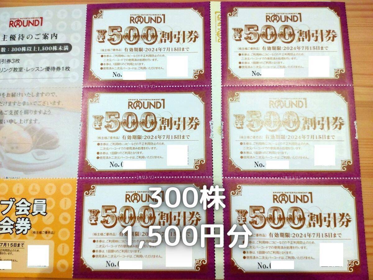 300株で頂いた株主優待券です。クラブ会員と1,500円分の優待券が付いてきます。