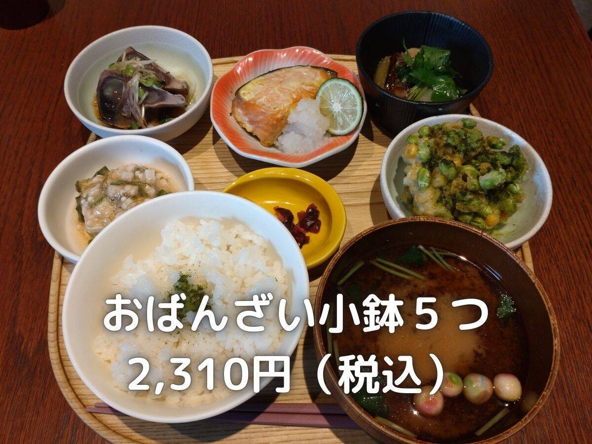念願のおばんざいの定食です。抹茶塩ごはんがとても美味しいです。