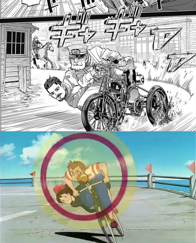 元ネタ】三輪バイクで突っ走る鯉登父と鶴見 - 『ゴールデンカムイ』だ