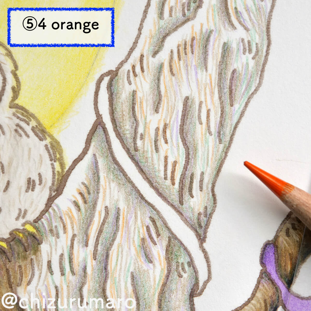 水彩色鉛筆で木目を描きながら木を塗ってみた ハロウィン風塗り絵 ちづるのもっと ぬりえライフ