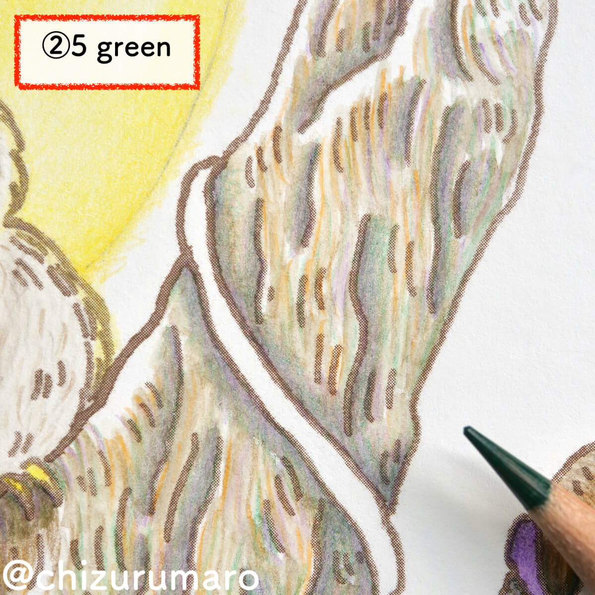 水彩色鉛筆で木目を描きながら木を塗ってみた ハロウィン風塗り絵 ちづるのもっと ぬりえライフ