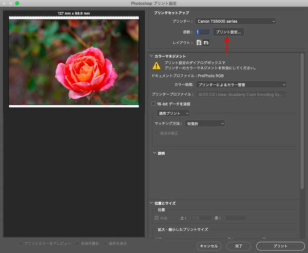 Canon PIXUS TS5030 × Adobe Photoshop CC 2019 印刷メモ - 青島 