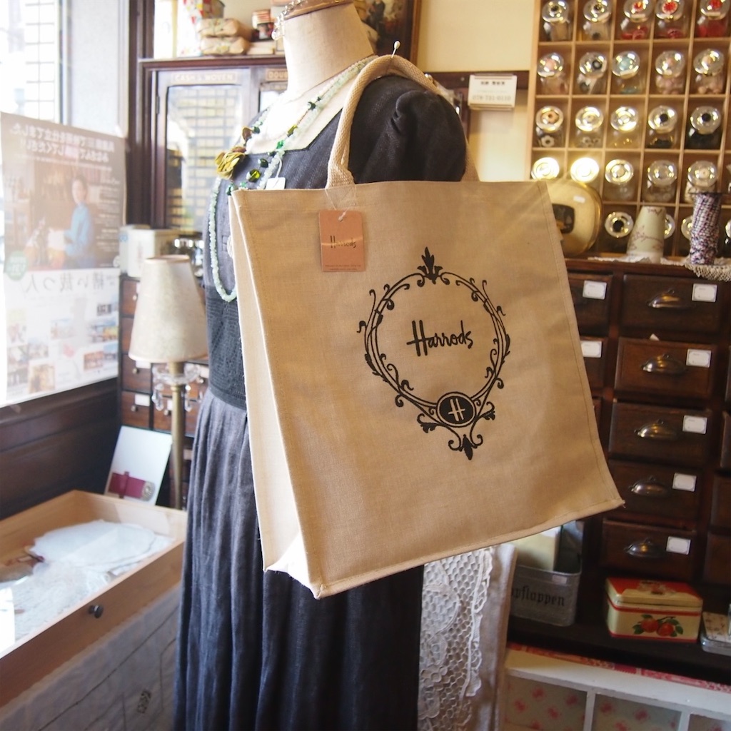 未使用 イギリス🇬🇧 UKHarrodsハロッズ刺繍エコバッグ - chouchou
