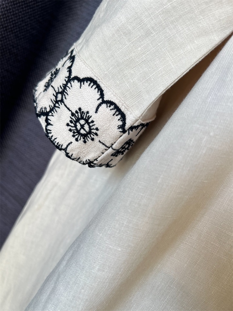 ミナペルホネンanemone lightbeige × darknavy ＆フランスリネン
