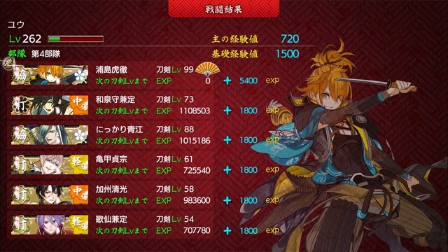 刀剣乱舞 極脇差全員カンストしました 雑記 ふわもふ