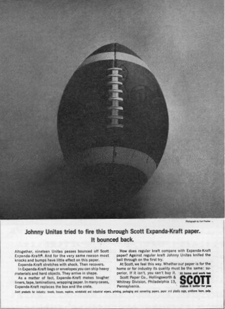 Johnny Unitas tried to fire this through Scott Expanda-Kraft paper.It bounced back.