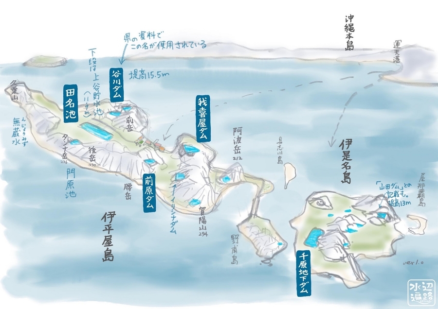 ダムカード 沖縄県 伊是名島 千原地下ダム v1.0 (2018.03) 千原地下ダム（沖縄県伊是名島） - 水辺遍路