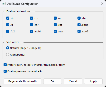 ArcThumb config image