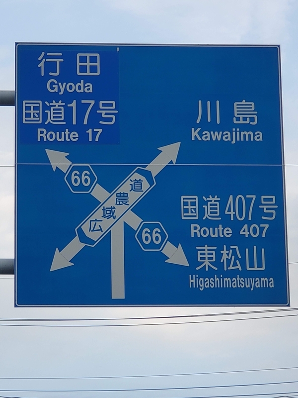 大芦交差点付近にある交差点案内標識の文字の向きに違和感を覚える