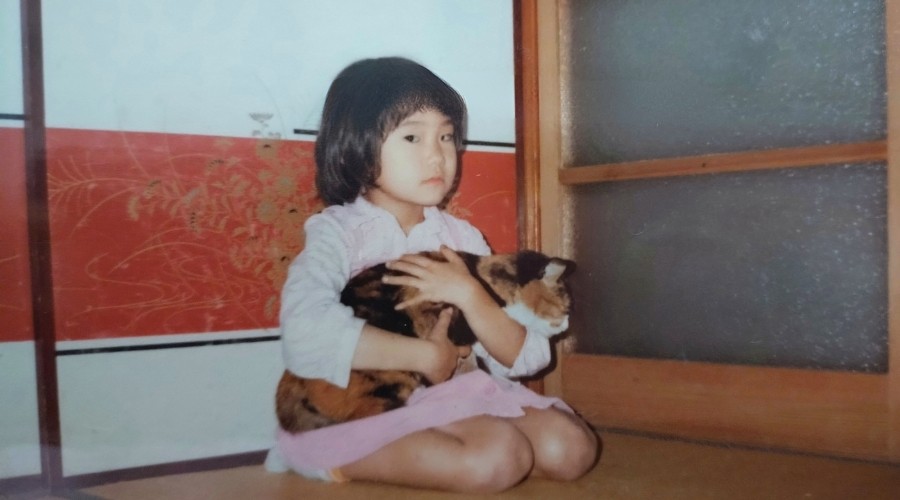 猫を抱きしめる少女の様子（不安や孤独を感じているイメージ）