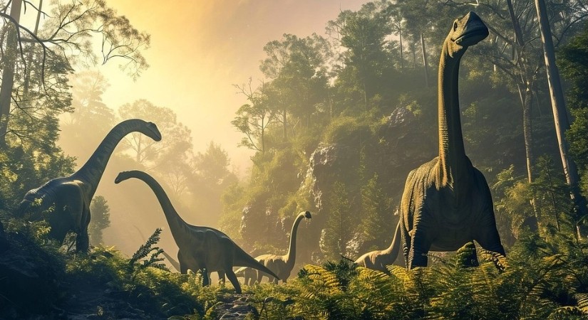 中生代に生息したブラキオサウルスのイメージ（恐竜時代の代表的な生物）