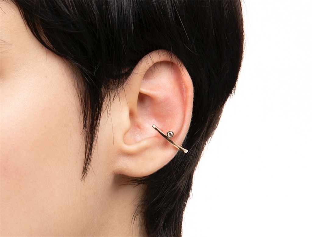 Hirotaka ヒロタカ ホワイトトパーズ イヤーカフ 片耳 Bird of