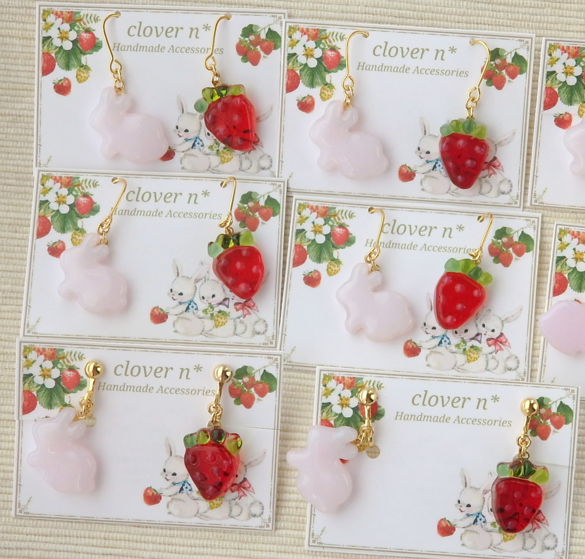 ガラス＆レジンの、いちごちゃんアクセサリー🍓 - clover n