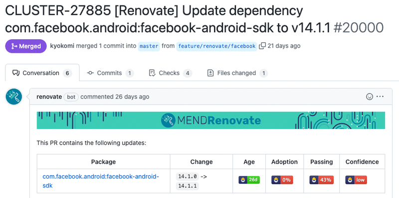 颯爽とPull Requestキリ番を踏み抜くRenovate君