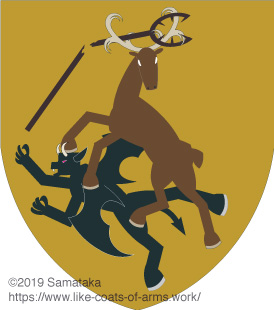 Reindeer trampling a devil