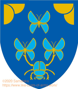 three butterflies & a scarab