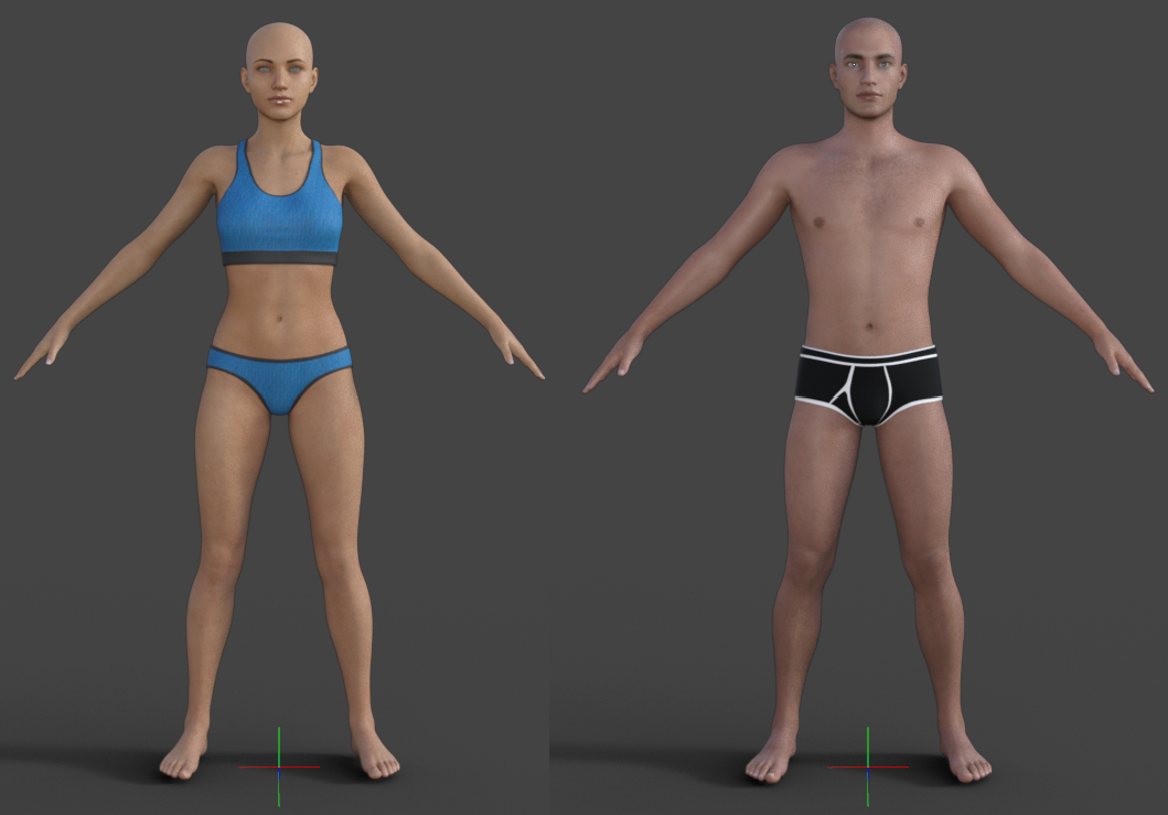 無料のモデル。ここでは服を着せたが本来は裸。(性器は無し、乳首テクスチャは有り。)