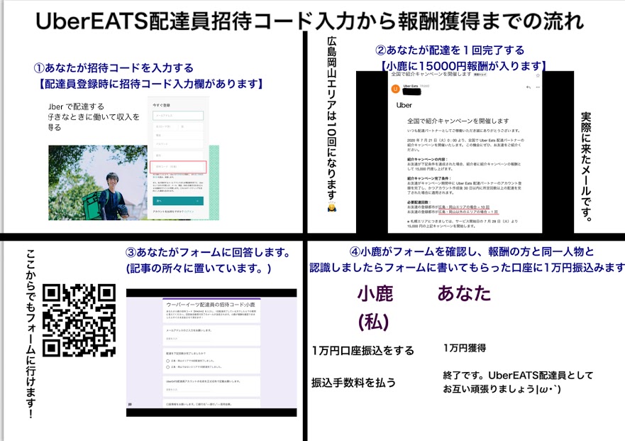 ウーバーイーツ配達員用招待コード 1回依頼完了で10000円 2020年7月21 