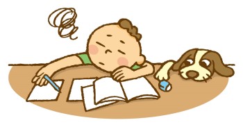 宿題が進まずぐだぐだな男の子