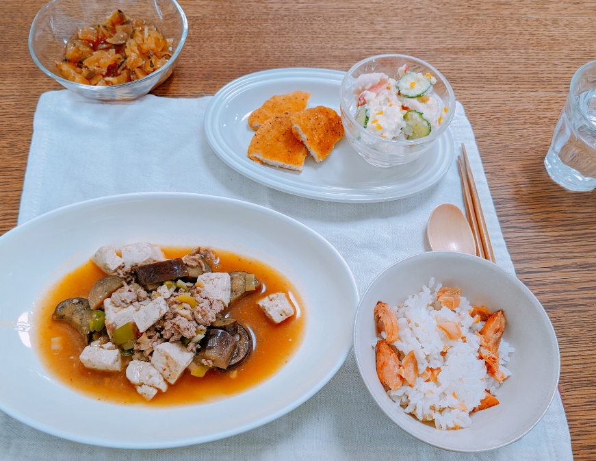 麻婆豆腐の夕食