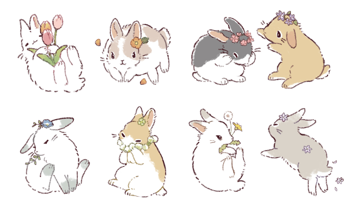 色々な種類のうさぎのイラスト