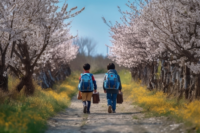 下校中の小学生