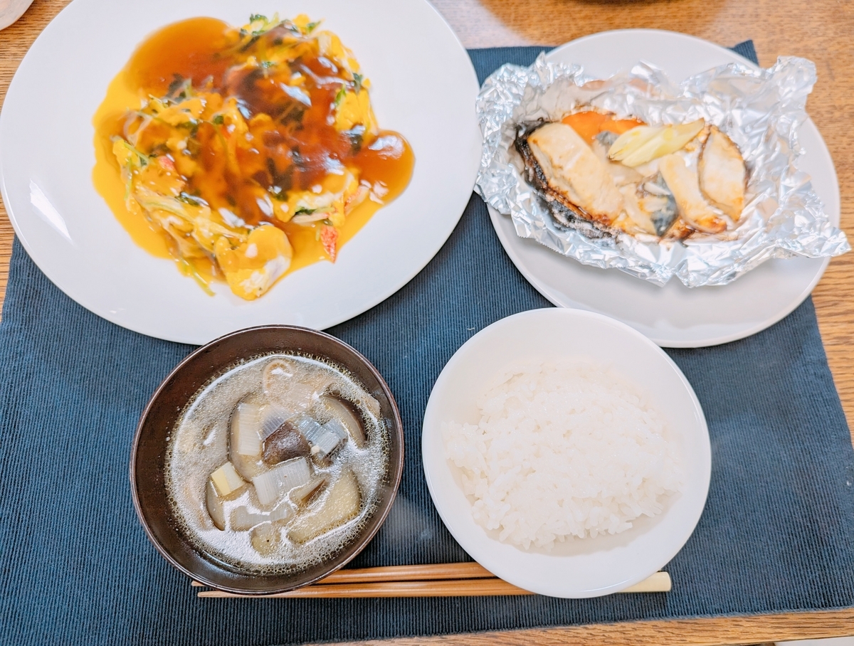 かに玉の夕食