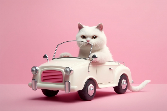 白猫と車