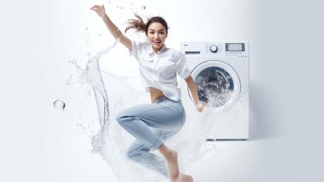 洗濯機と女性