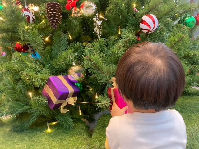 クリスマスツリーと子ども