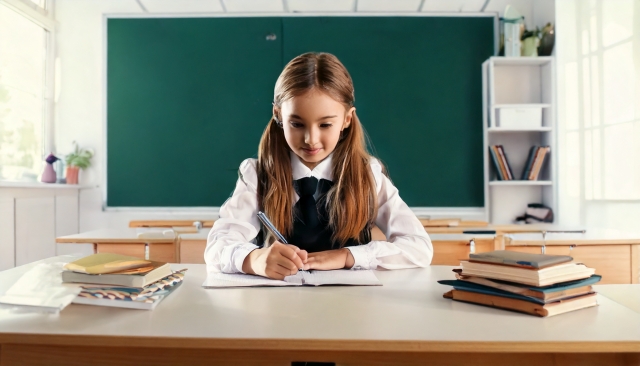 勉強する女の子