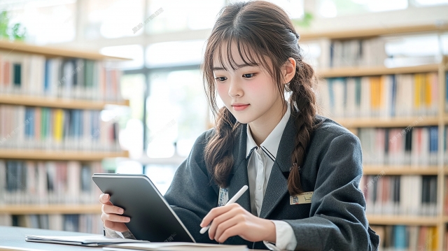 タブレット教材を使う女の子