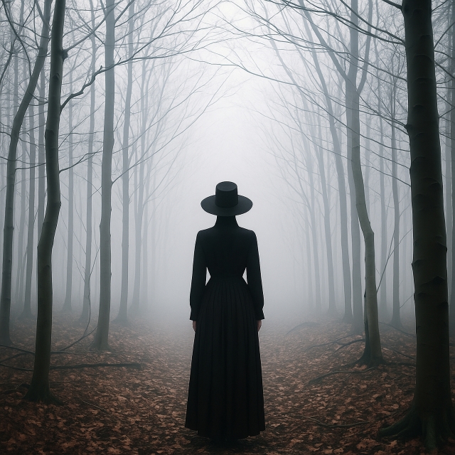 森に佇む謎の女性