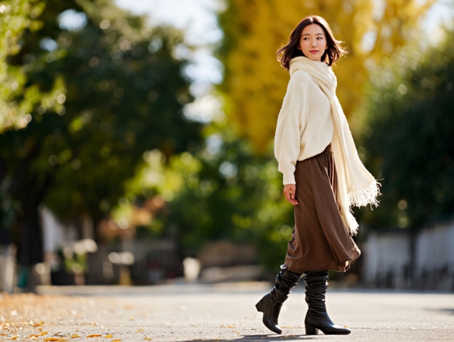 ブーツをはいた女性