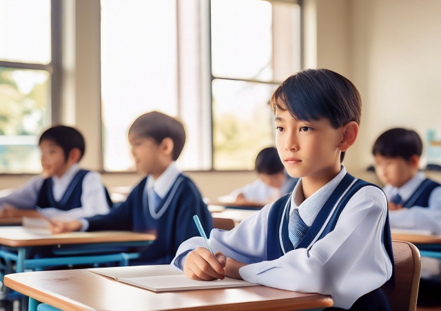 授業を受ける男の子