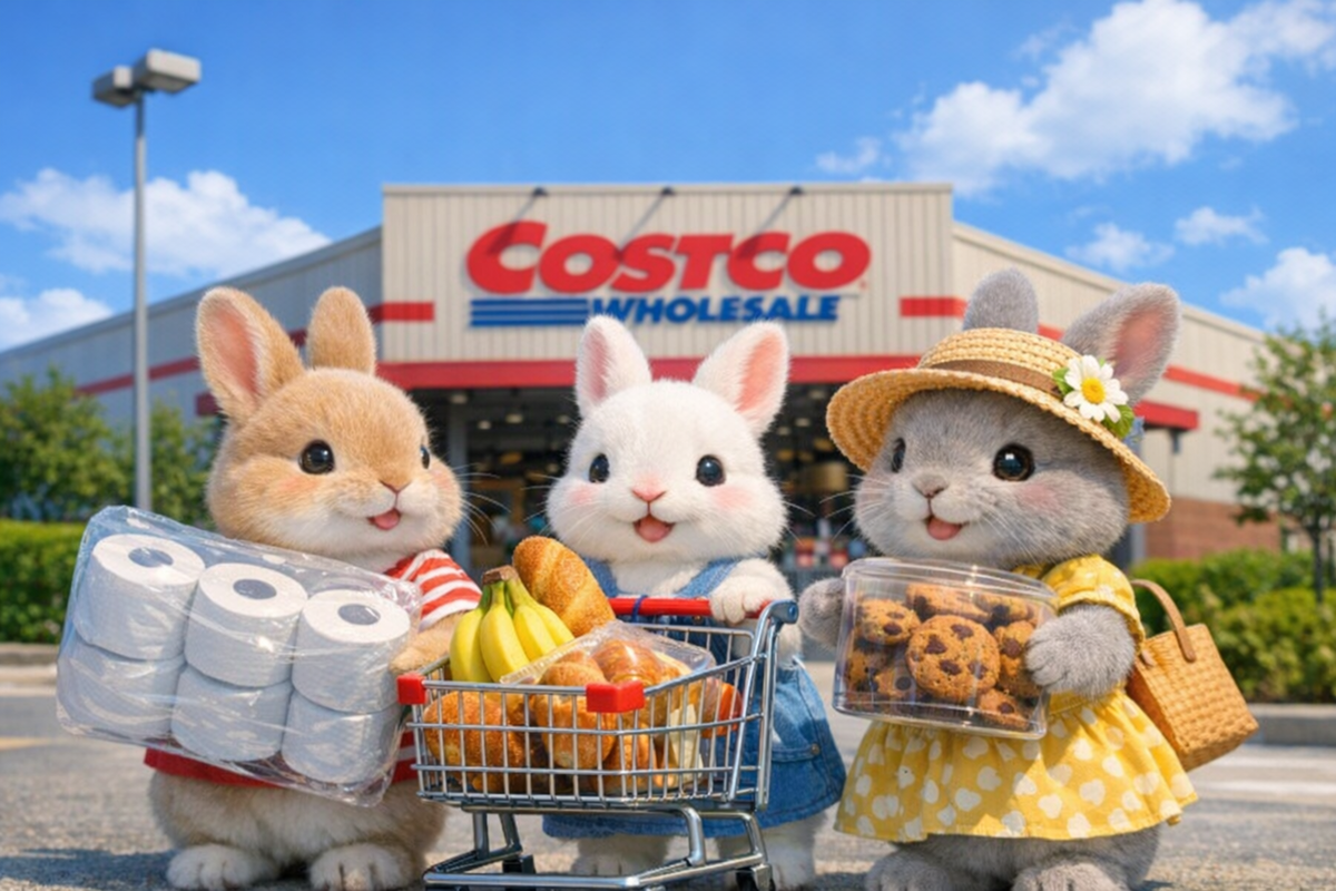コストコで買い物するうさぎたち