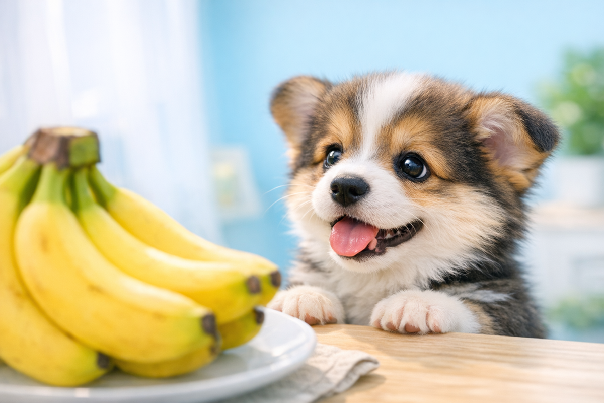 子犬とバナナ