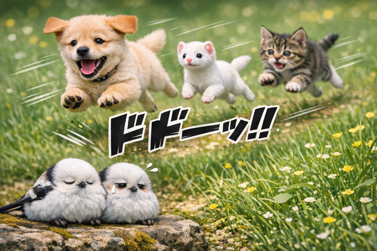 犬とオコジョと猫とシマエナガ