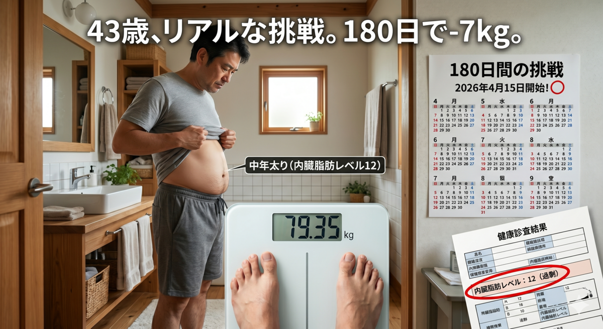 43歳の内臓脂肪レベル12の男が半年で7kgのダイエットに挑戦する