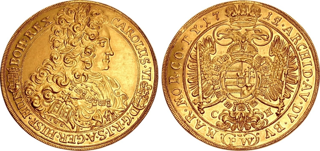 神聖ローマ帝国 1715年ハンガリー王カール6世10ダカット金貨NGC