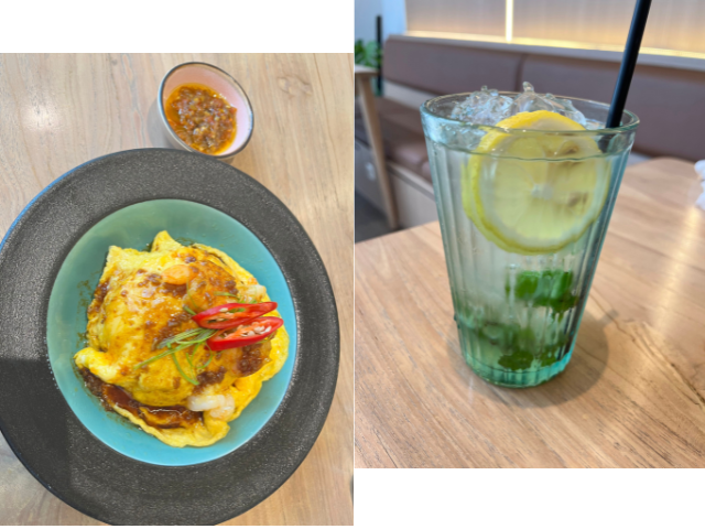 左：Hongkong style prawn egg rice、右：Lemonade